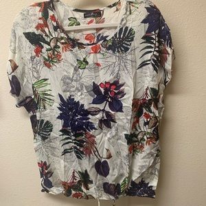 Tropical floral bat wing top